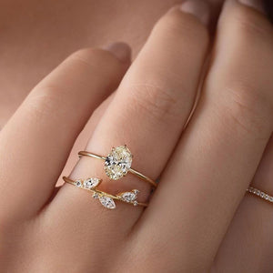 Luxury Micro Paved Tulip Bud Branch Ring Set For Women, Versatile Temperament Index Finger Rings