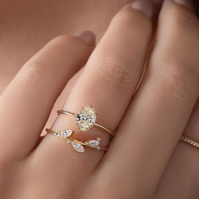 Luxury Micro Paved Tulip Bud Branch Ring Set For Women, Versatile Temperament Index Finger Rings