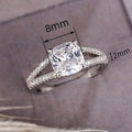 Hot Selling Women's Micro Pave Zircon Square Engagement Ring, European American Four Prong Jewelry view 4