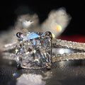 Hot Selling Women's Micro Pave Zircon Square Engagement Ring, European American Four Prong Jewelry view 2