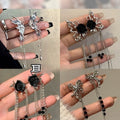 Sparkling Zircon Star Moon Tassel Clip-on Earrings Sweet Cool No Piercing Ear Cuff Style view 3