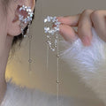 Sparkling Zircon Star Moon Tassel Clip-on Earrings Sweet Cool No Piercing Ear Cuff Style view 2