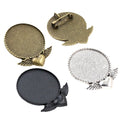 Alloy 30mm Heart Time Gemstone Brooch Pendant Base Tray DIY Jewelry Findings Accessories view 5
