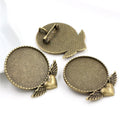 Alloy 30mm Heart Time Gemstone Brooch Pendant Base Tray DIY Jewelry Findings Accessories view 4