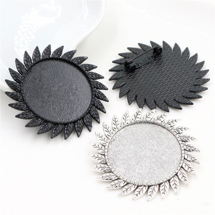 30mm 9g Leaf Brooch Alloy Pendant Tray Base Setting For DIY Jewelry Accessories