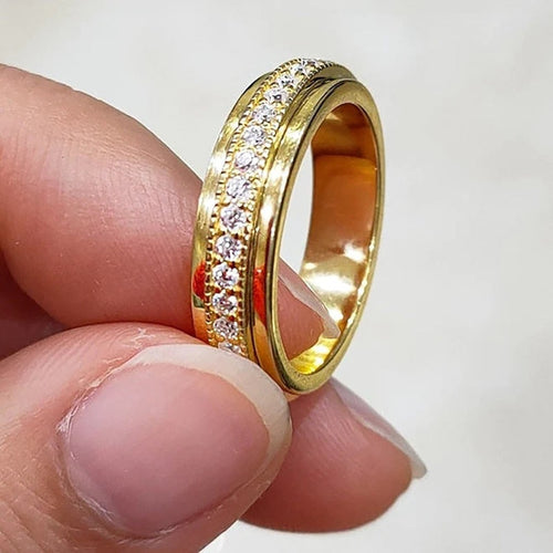 European American Couple Ring Full Zircon Unisex Matching Fashion Finger Ring Jewelry