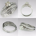 Creative Zircon Double Ring Set Inner Inlaid Matching Rings Women Engagement Finger Jewelry view 2