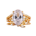 Sparkling Zircon Stackable Ring Set Oval Cut European American Women Engagement Finger Ring view 5