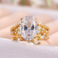 Sparkling Zircon Stackable Ring Set Oval Cut European American Women Engagement Finger Ring view 3