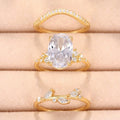 Sparkling Zircon Stackable Ring Set Oval Cut European American Women Engagement Finger Ring view 2