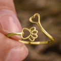 Cute Cat Paw Heart Open Ring Style Adjustable Student Finger Ring Gift For Women view 7