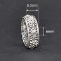 Classic Vintage Auspicious Flower Engraved Wide Miao Ring Yunnan Ethnic Unisex Jewelry view 3