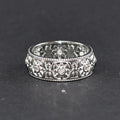 Classic Vintage Auspicious Flower Engraved Wide Miao Ring Yunnan Ethnic Unisex Jewelry view 1