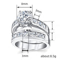 European Couple Ring Set With Inlaid Rhinestones, Personalized Wedding Jewelry For Women view 4