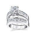 European Couple Ring Set With Inlaid Rhinestones, Personalized Wedding Jewelry For Women view 2