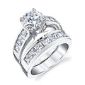 European Couple Ring Set With Inlaid Rhinestones, Personalized Wedding Jewelry For Women view 5
