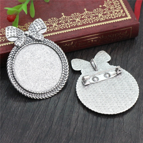 30mm Inner Bow Alloy Brooch Pendant Tray Base, 11g DIY Jewelry Cabochon Setting Accessory