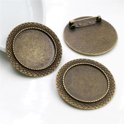 30mm Alloy Brooch Pendant Tray, 10g Round Cabochon Base Blank For Jewelry DIY Accessories