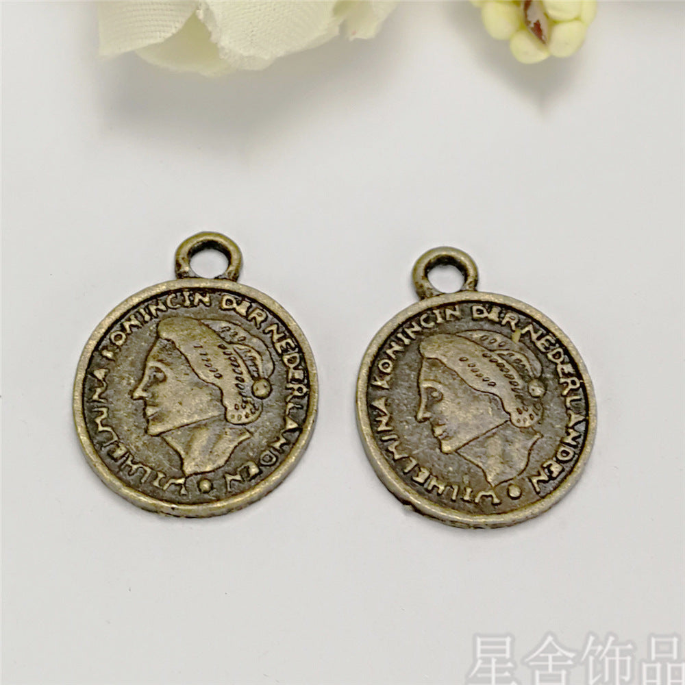 19x15mm Alloy Lady Head Charm Pendant