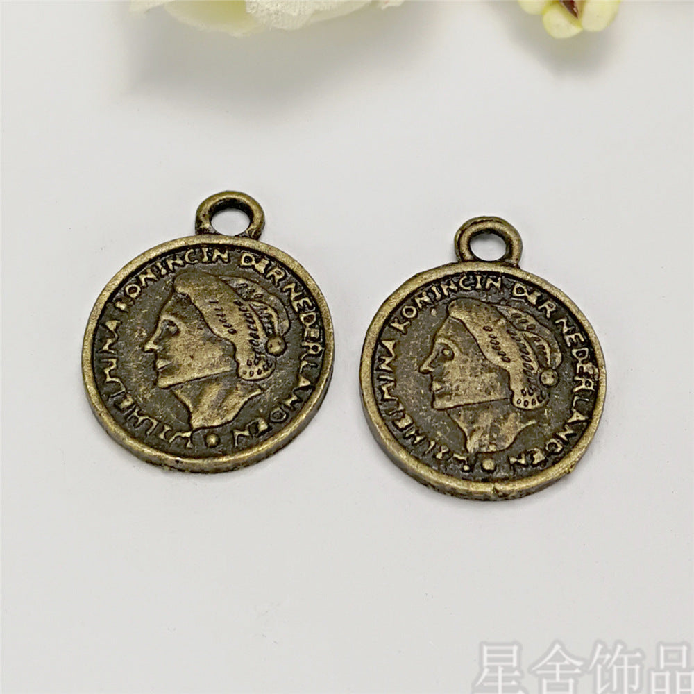 19x15mm Alloy Lady Head Charm Pendant
