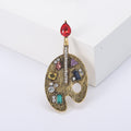 Alloy Rhinestone Artist Palette Brooch Pin For Coats And Suits view 2