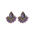 Purple Teardrop Zircon Stud Earrings With Silver Posts, Sparkling Petite Luxury Style view 5