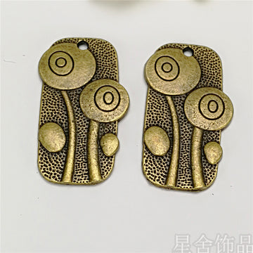 Textured Circle Rectangular Alloy Pendant Connector in 3 Finishes