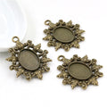13x18mm Inner Size Oval Flower Alloy Pendant Cabochon Tray, 6g DIY Jewelry Setting Base view 2