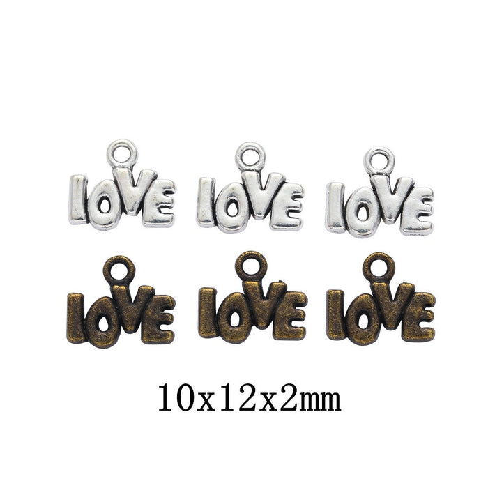 Zinc Alloy Love Letters Charm Pendant for DIY Necklace Bracelet Jewelry Making