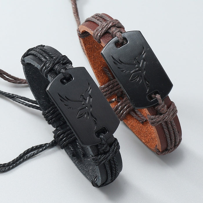 Punk Handmade Braided Leather Bracelet Pull Adjustable Vintage Men's Wrist Strap