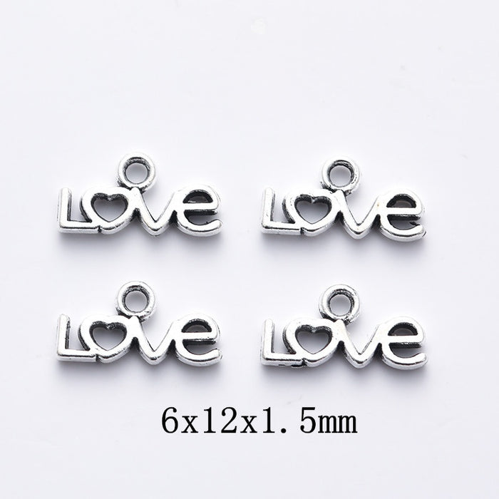 Antique Silver Zinc Alloy Love Charm Pendant for DIY Necklace Bracelet Jewelry Making
