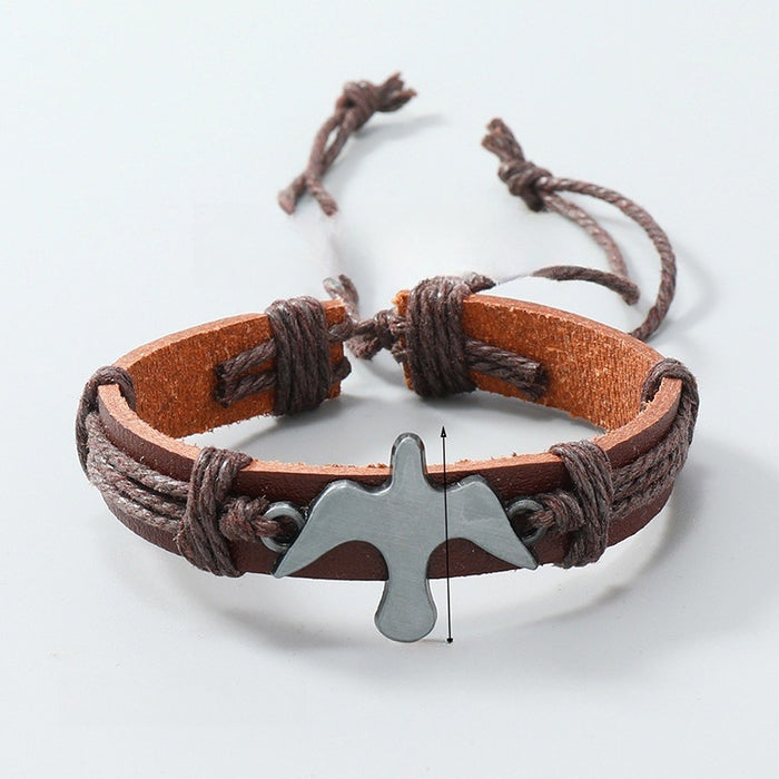 Simple Handmade Braided Adjustable Leather Bracelet Creative Vintage Men's Wristband