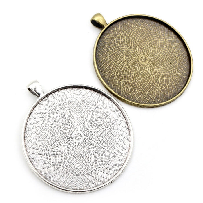 45mm 50mm 58mm Alloy Pendant Cabochon Base Tray DIY Jewelry Setting Accessories