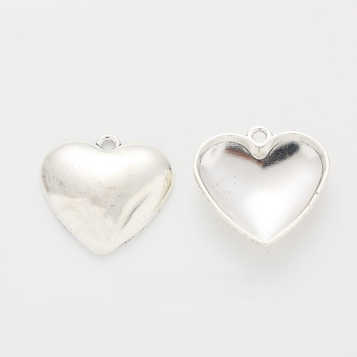 Antique Silver Zinc Alloy Heart Charm Pendant for DIY Necklace Bracelet Jewelry Making