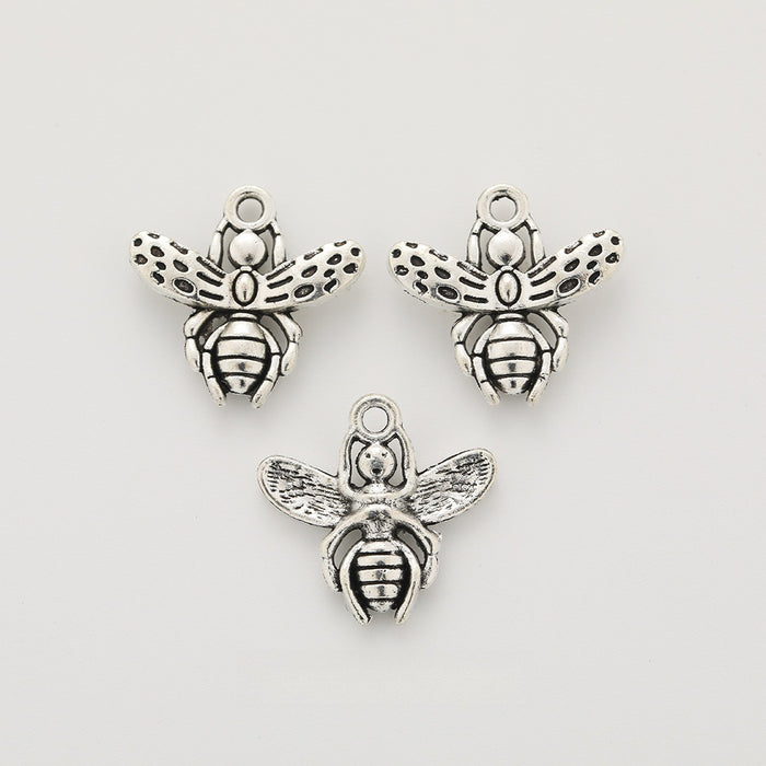 Antique Silver Zinc Alloy Bee Charm Pendant for DIY Necklace Bracelet Jewelry Making