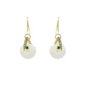 Vintage Chinese Style Round Peace Buckle Jade Disc Leaf Rhinestone Alloy Hanfu Ethnic Drop Earrings view 5