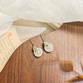 Vintage Chinese Style Round Peace Buckle Jade Disc Leaf Rhinestone Alloy Hanfu Ethnic Drop Earrings view 2