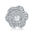 White Gold Tone Silver Tone Butterfly Pearl Look Metal Brooch Pin view 1