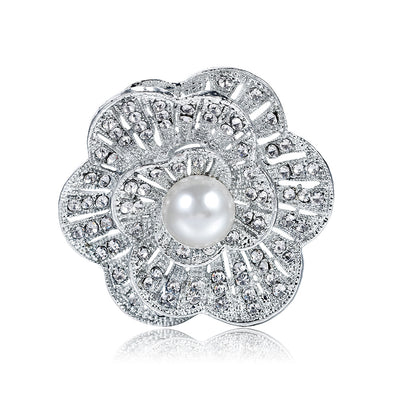 Front product view of the butterfly brooch pin in silver