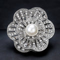 White Gold Tone Silver Tone Butterfly Pearl Look Metal Brooch Pin view 3