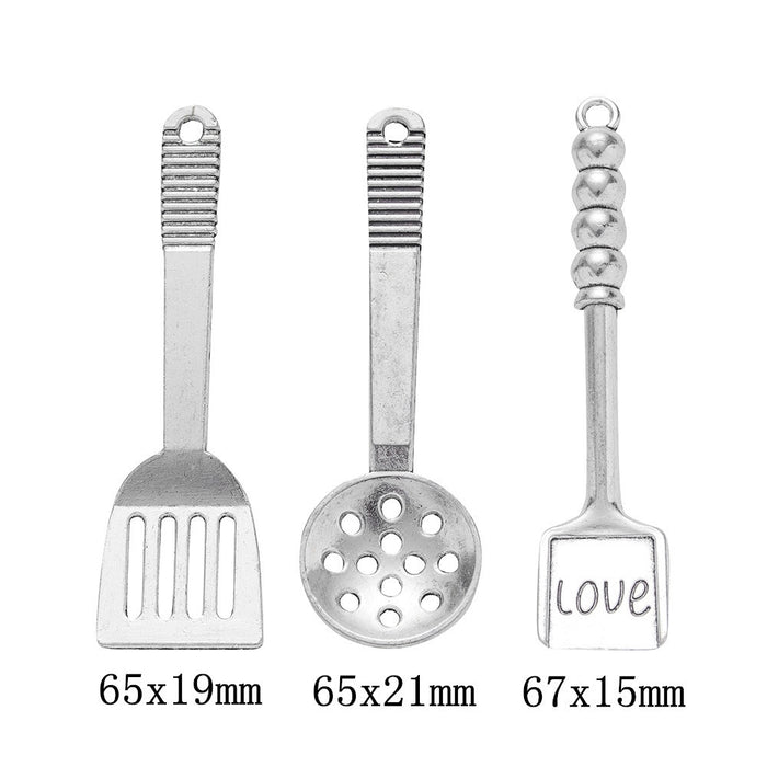 Gold Zinc Alloy Slotted Spoon Charm Pendant for DIY Necklace Bracelet Jewelry Making