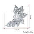 Silver Tone Flower Crystal Pearl Look Metal Brooch Pin 5.6 x 3.5 cm view 2