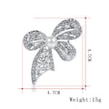 White Silver Tone Ribbon Bow Crystal Pearl Look Metal Brooch Pin view 2