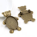 18x25mm Inner Size 8g Bear Alloy Brooch Pendant Tray Base Setting For DIY Jewelry view 2