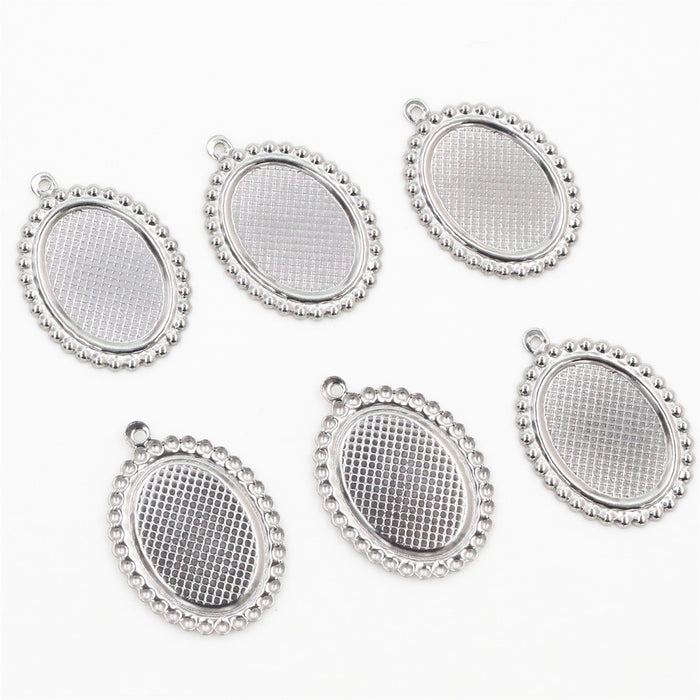 13x18mm Inner Stainless Steel Cabochon Pendant Trays For DIY Jewelry Setting Accessories