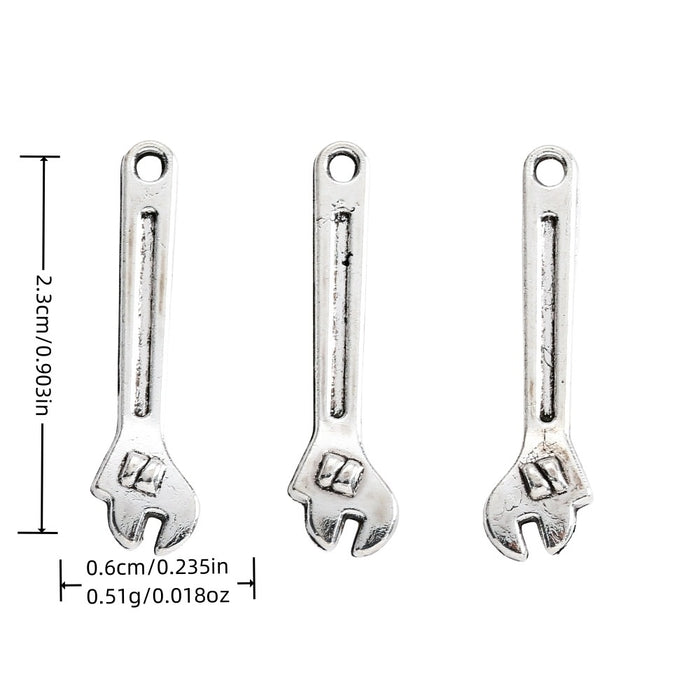 Antique Silver Zinc Alloy Wrench Charm Pendant for DIY Necklace Bracelet Jewelry Making