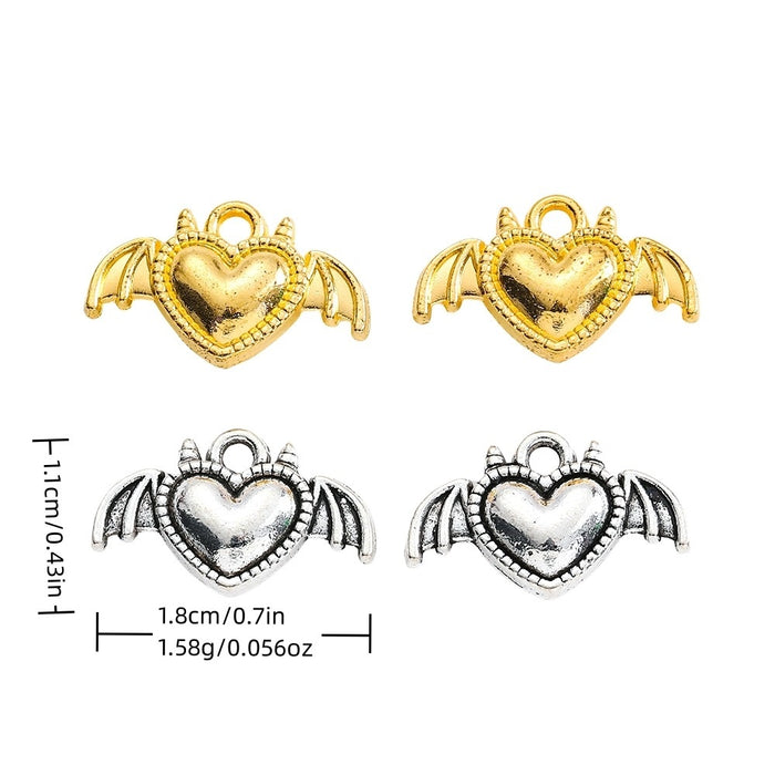 Zinc Alloy Winged Heart Charm Pendant No.646603 for DIY Necklace Bracelet Jewelry Making