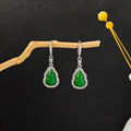 Vintage Ethnic Emerald Green Gourd Shape Alloy Hoop Drop With Rhinestone Inlay Hanfu Style Earrings view 1