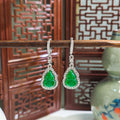 Vintage Ethnic Emerald Green Gourd Shape Alloy Hoop Drop With Rhinestone Inlay Hanfu Style Earrings view 3