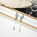 Elegant Creative Hollow Wing Alloy Silver Needle Rhinestone Zircon Tassel Teardrop Dangle Stud Earrings view 4